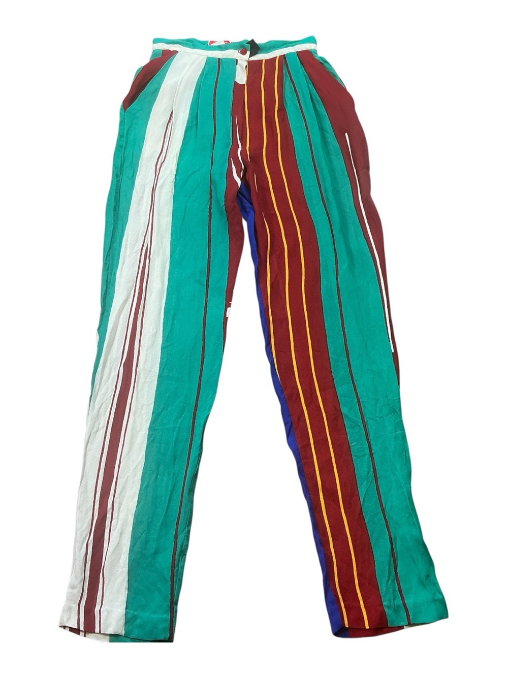 Vintage 70s bold striped pleated trousers USA made SZ 24x31 Union made USA